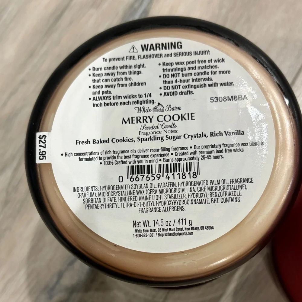 NEW White Barn Strawberry Pound Cake & merry cookie Candles - Picture 4 of 6